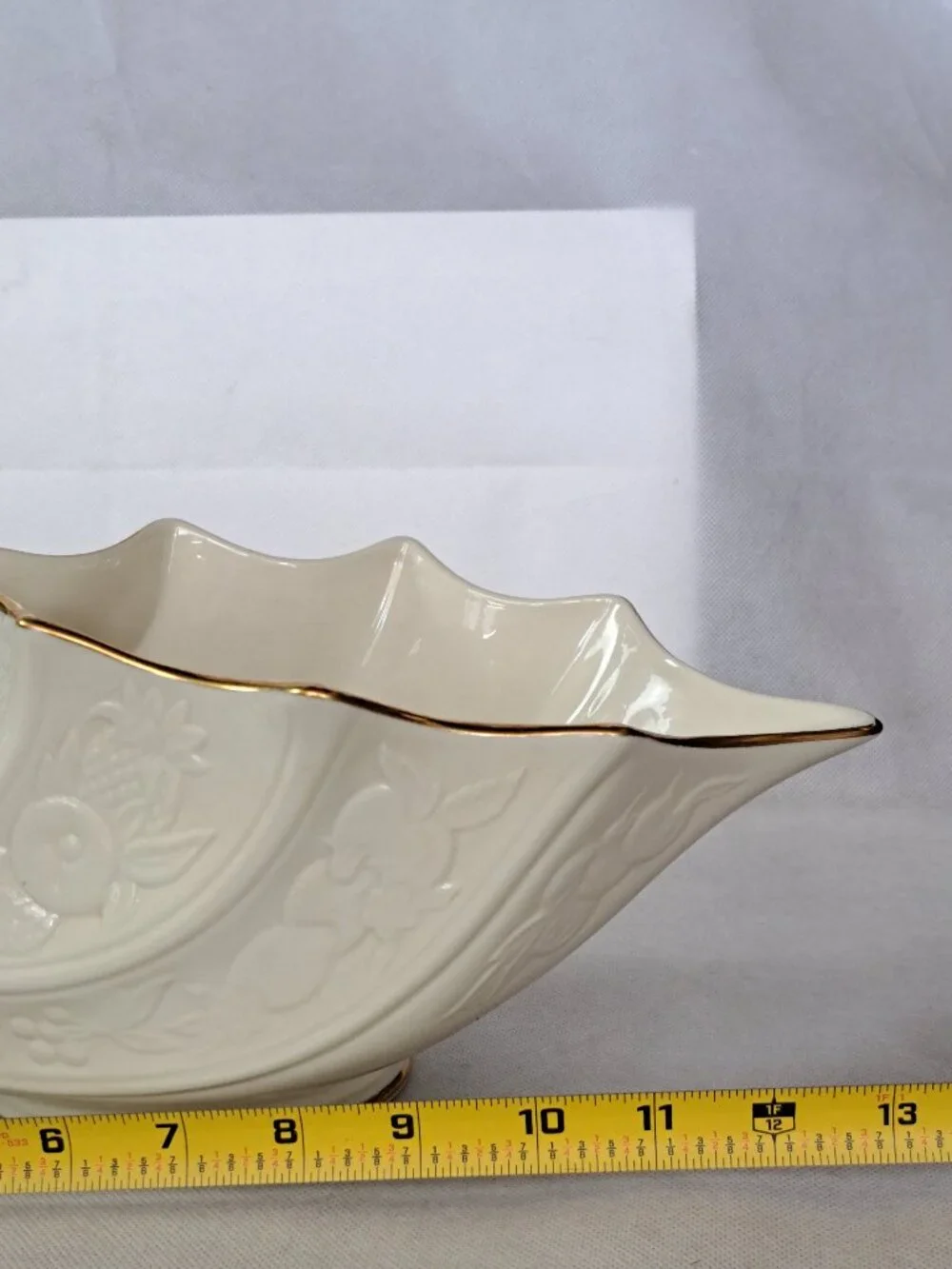 Lenox “Fruits of Life” Cornucopia – Fine Ivory China Centerpiece w/ Gold Trim